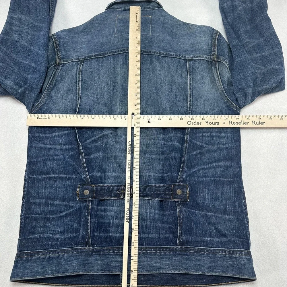 True Religion Jacket Mens Small Blue‎ Denim Kyle Phoenix Front Pleated Trucker